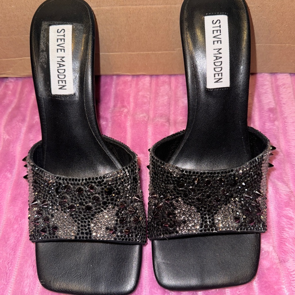 Steve Madden Black Embellished Women's Shoes